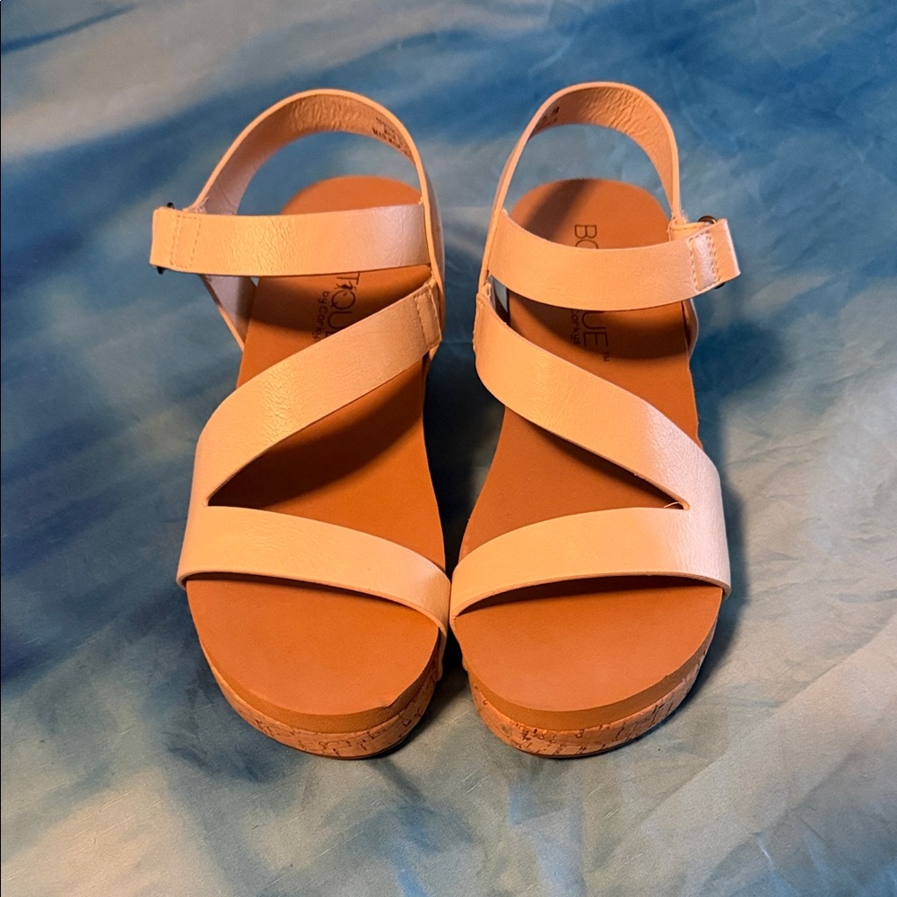 Chic Cream Boutique by Corky Strappy Platform Heel Sandals